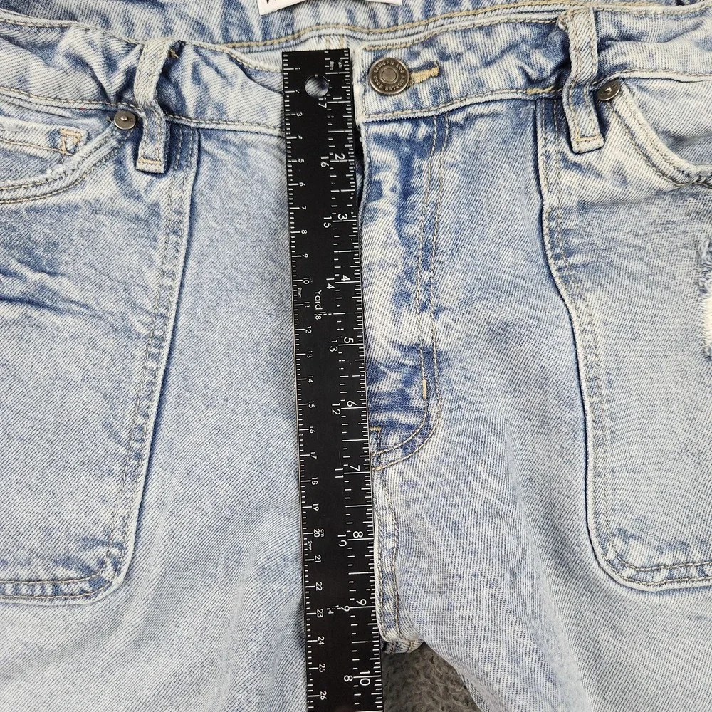 High Rise Porkchop Pocket Straight Leg Jeans Women's Size 31 Light Wash Stretch